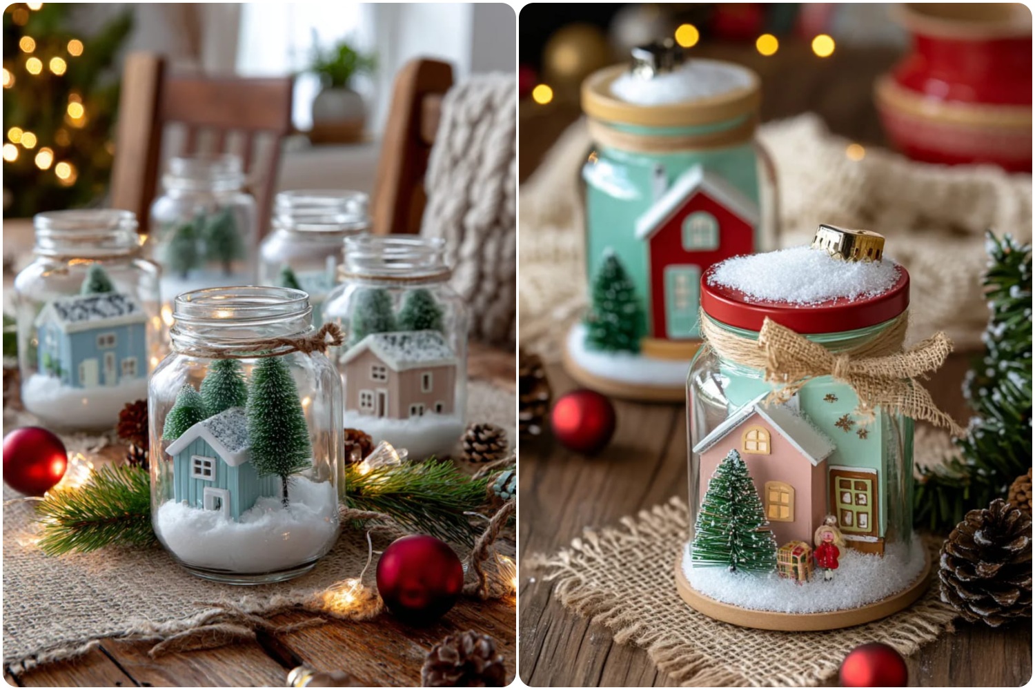 Снежные шары из стеклянных банок