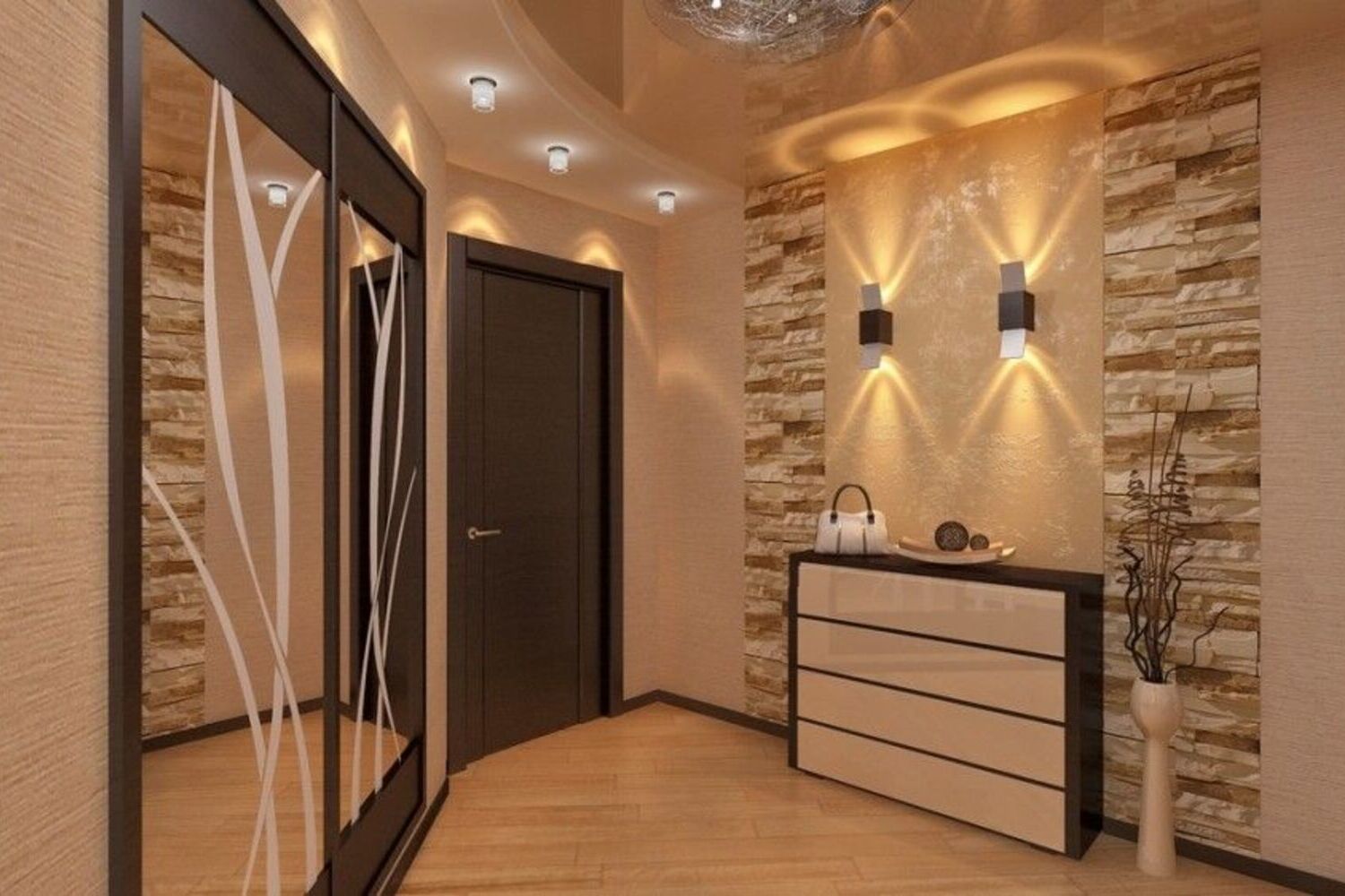 Ярусное освещение в прихожей