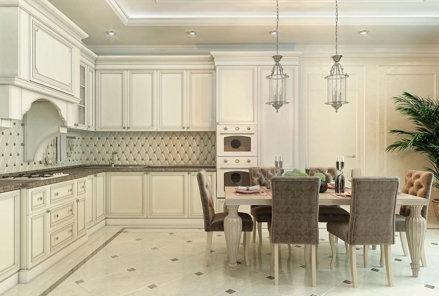 Белая кухня в стиле классика Кухня в классическом стиле белая