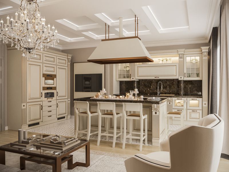Пример стиля классика в белом цвете Классическая белая кухня