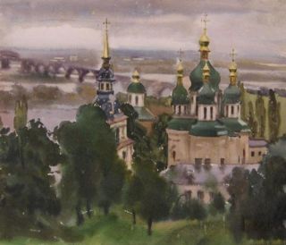 Картина "Киев. Выдубецкий монастырь" Владимир Лаповок