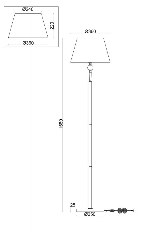 Напольный светильник (торшер) Freya IP20 60W Никель 60W E27 220-240V  FR2190FL-01N фото 4