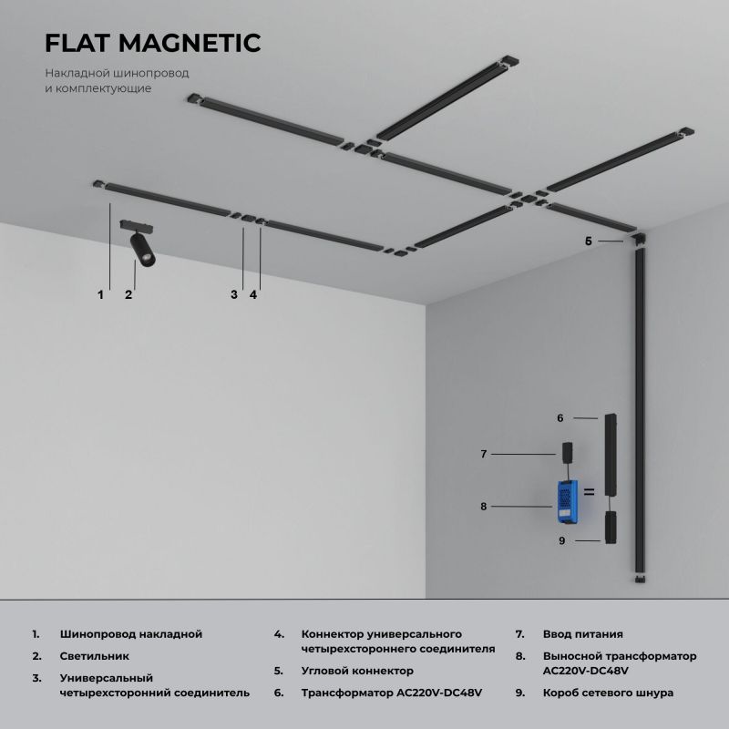 Ввод питания Elektrostandard Flat Magnetic (черный) 85001/00