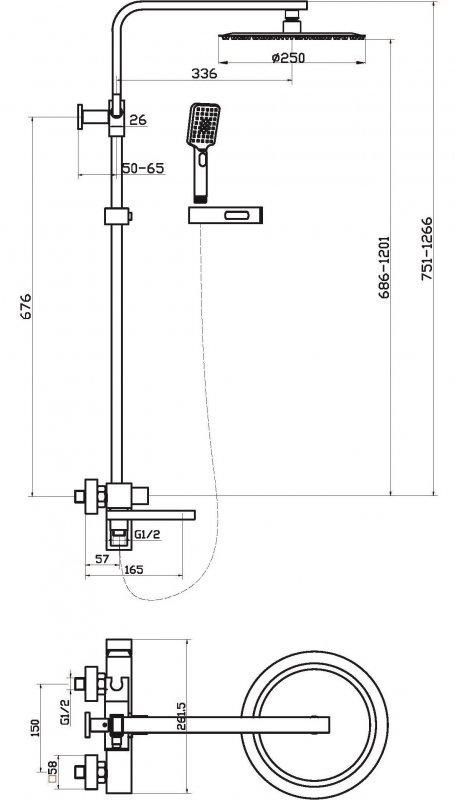 Душевая стойка BelBagno LUCE LUC-VSCM-CRM