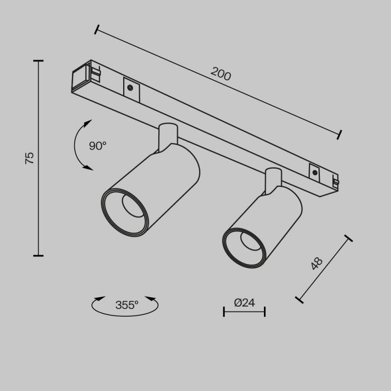 Трековый светильник Maytoni Focus Duo TR176-1-2X3WTW-M-B