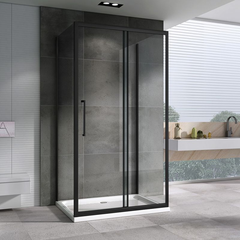 Душевой уголок ABBER Schwarzer Diamant AG30100BH-S70B-S70B 100х70, профиль черный, стекло прозрачное фото 2