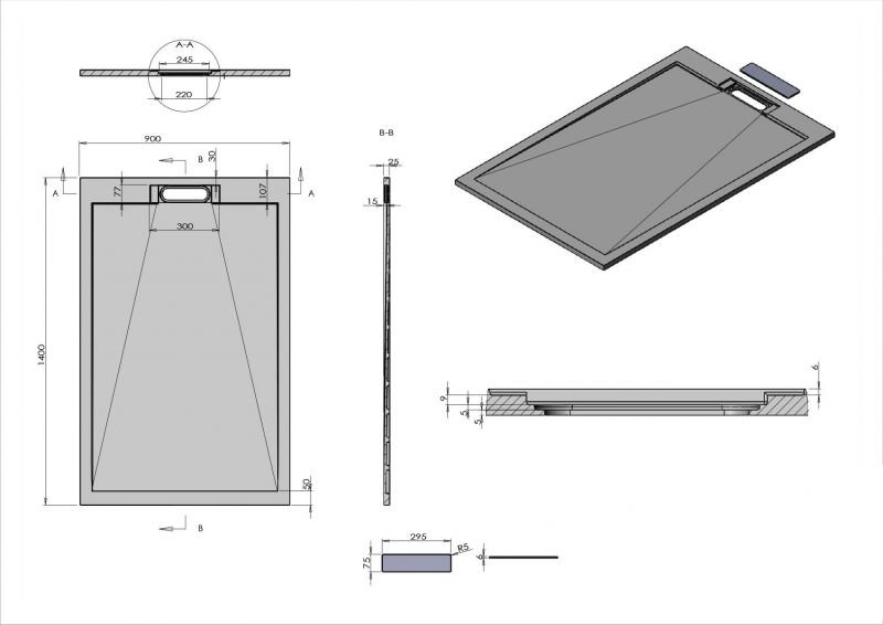 Душевой поддон Vincea VST-4SRL9014W 140х90 см