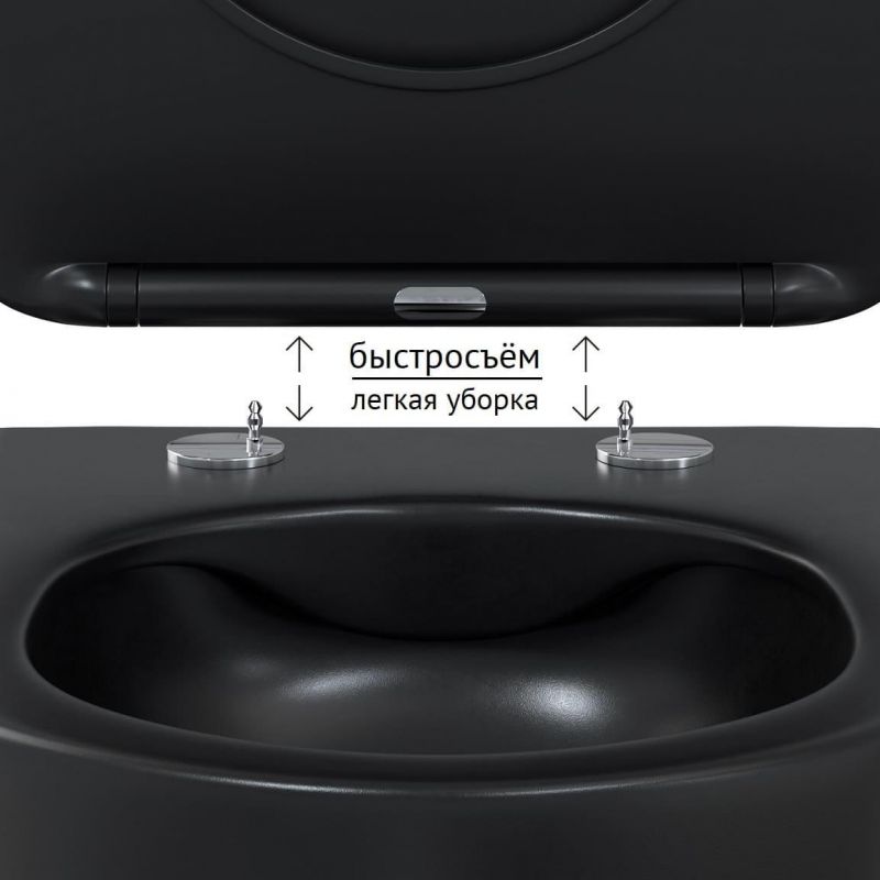 Подвесной унитаз BERGES NOVUM525 Ventas Black 043324 с инсталляцией и клавишей смыва, черный фото 12