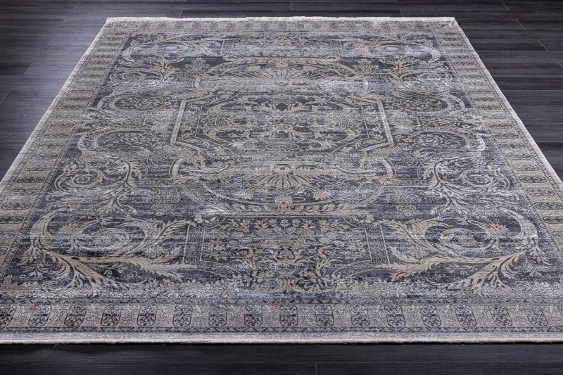 Турецкий ковер из эвкалиптового шёлка и шёлка Carpet «SALVATORE» AA73A-YEL-KBEJ-DGRY 200 x 290 см