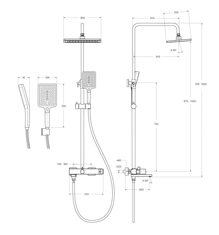 Душевая стойка BelBagno Ardente ARDENTE-VSCM-CRM, хром