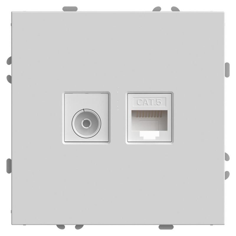 Розетка TV Stekker Эмили + компьютерная RJ-45 (механизм) RST00-5106-01, белый фарфор, soft touch  49872 фото 1