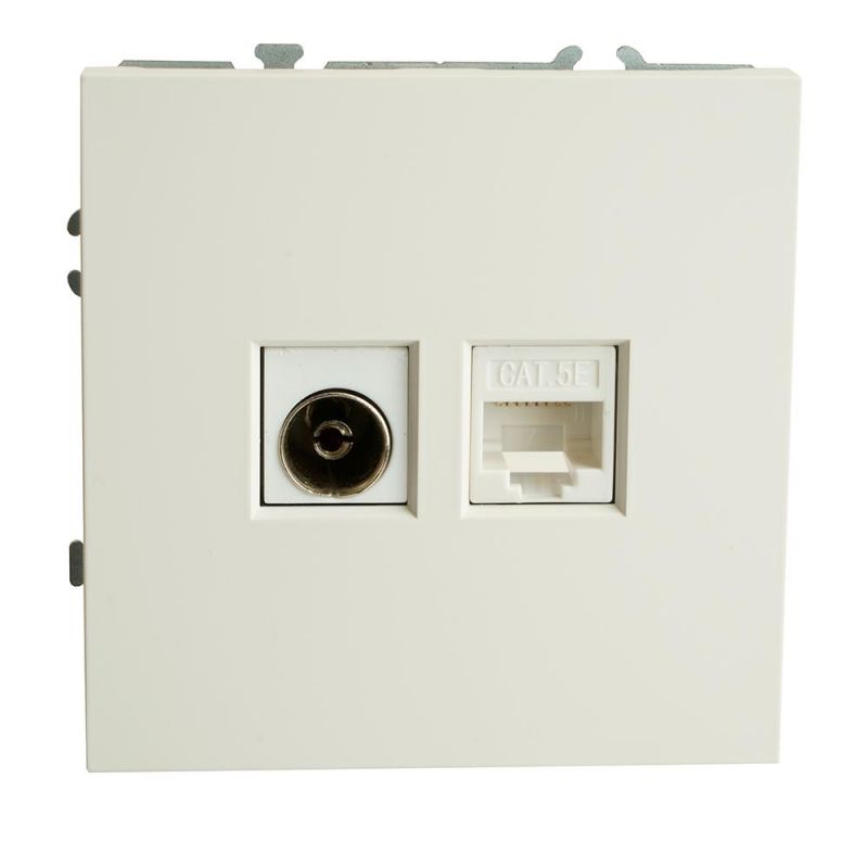 Розетка TV Stekker Эмили + компьютерная RJ-45 (механизм) RST00-5106-01, белый фарфор, soft touch  49872 фото 9