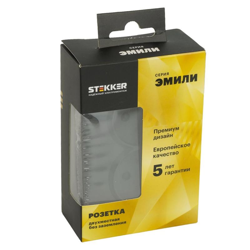 Розетка двухместная Stekker Эмили с защитной шторкой 250В, 16А, RST16-5116-05, черный уголь, soft touch  49851 фото 9