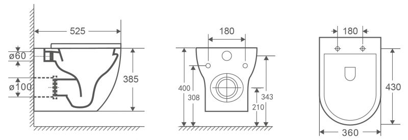 Унитаз подвесной OWL Wave Cirkel-H, OWLT190801