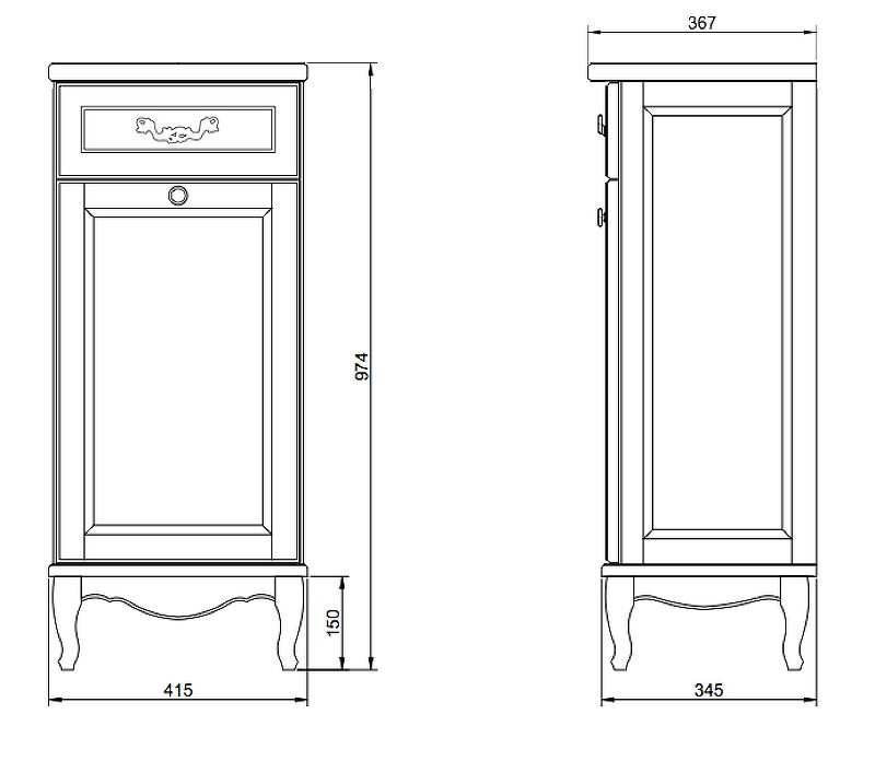 Комод ValenHouse Лиора-40 BD-2137161 слоновая кость / бронза с б/к