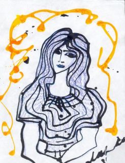 Картина "Девушка с золотистыми мыслями" Лика Волчек