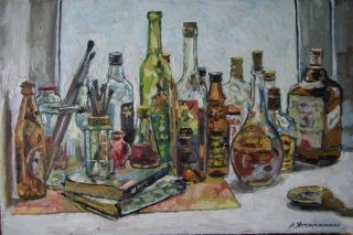 Картина "Бутылки на окне" Ягужинская Анна