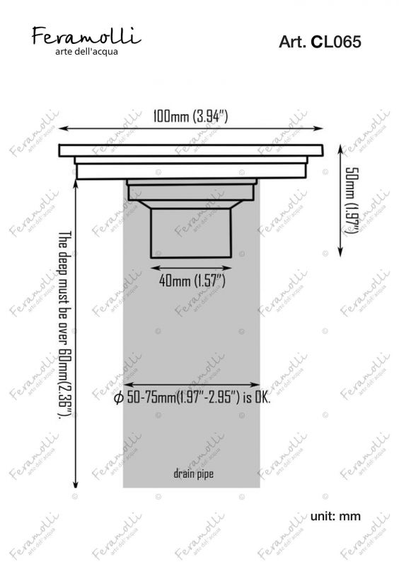 Трап для душа 10x10cm Feramolli Cubo CL065, хром