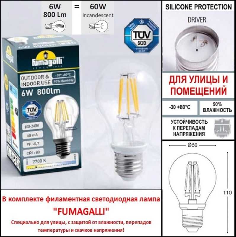 Уличный фонарь на столб Fumagalli GLOBE 250 белый, дымчатый G25.B25.000.WZF1R фото 3