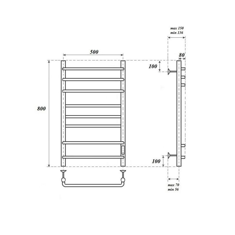 Полотенцесушитель электрический Point Сатурн PN90858 80x53 хром