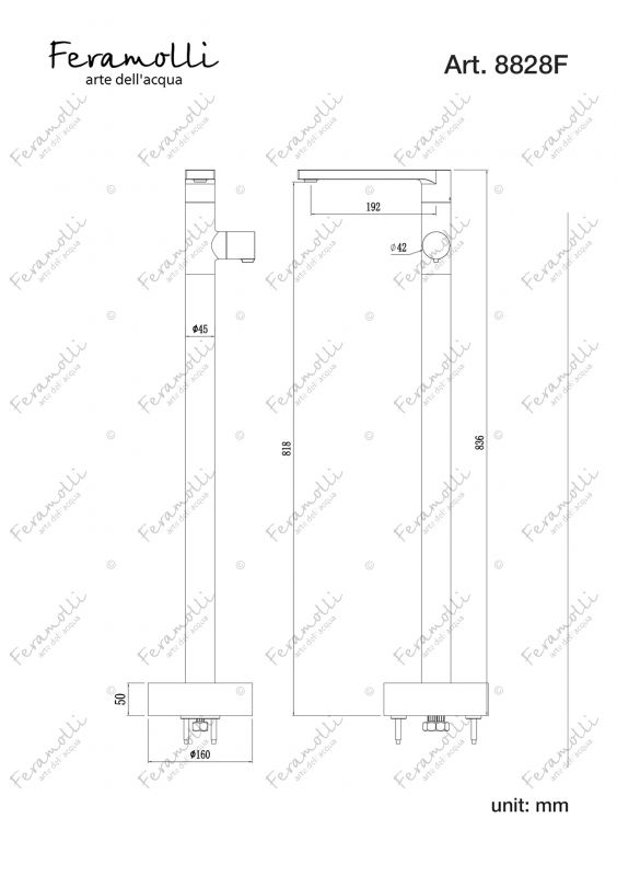 Напольный смеситель для раковины Feramolli CO8828F хром