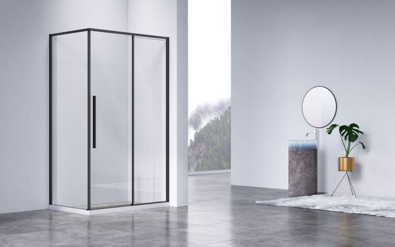 Душевой уголок Vincea Slim-N VSR-4SN8011CLB 110x80 см, профиль черный, стекло прозрачное фото 1