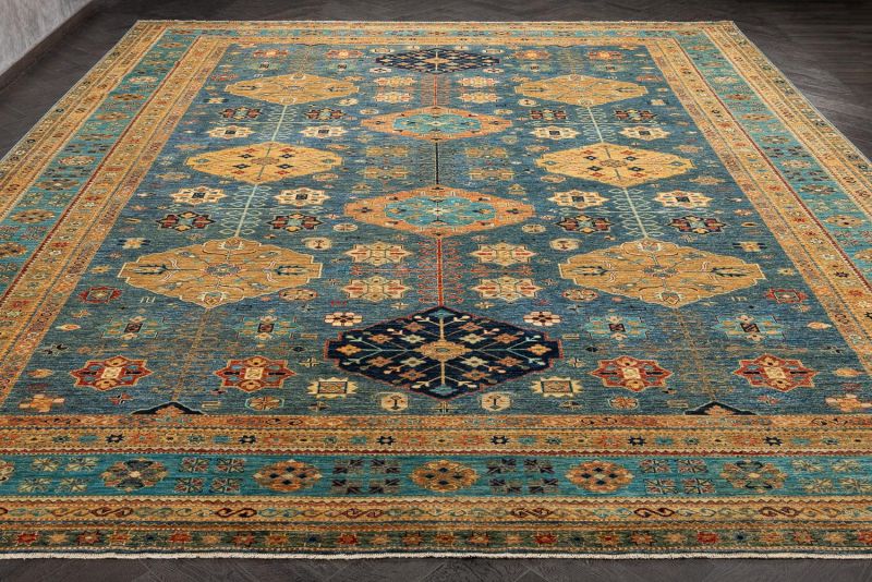 Пакистанский ковер из шерсти Carpet «KAZAK ROYAL» 227864-GREY-GREY 398 x 497 см