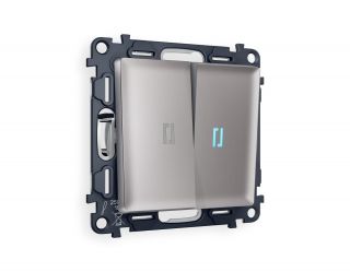 Комплект механизма 2-кл проходного выключателя с подсветкой 10000K Ambrella Volt ALFA Сталь матовый (AP5040, VM120, G29B) MA504040