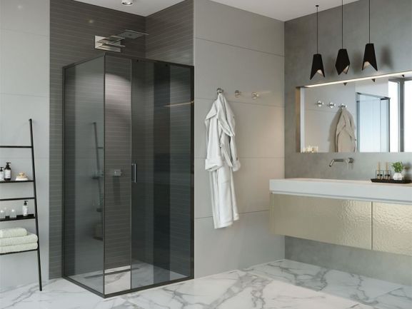 Боковая стенка Alex Baitler SG64B90 90х200 см, профиль черный, стекло тонированное фото 3