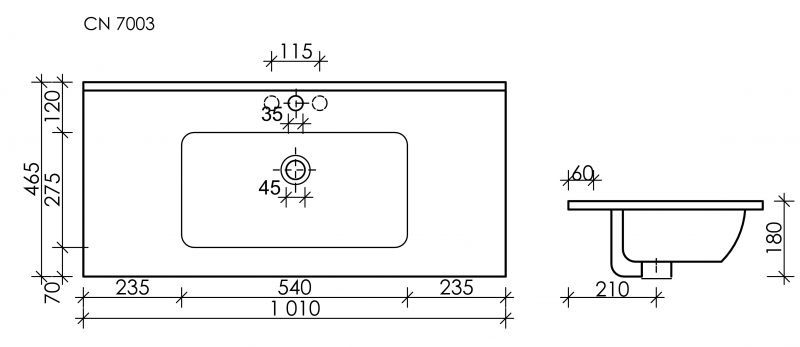 Умывальник накладной  Sancos Element CN7003MB 101 см, черный