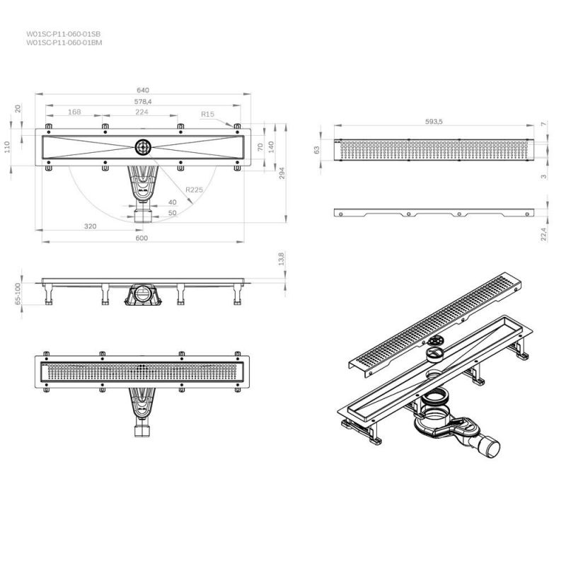 Душевой лоток AM.PM MasterFlow W01SC-P11-060-01BM черный