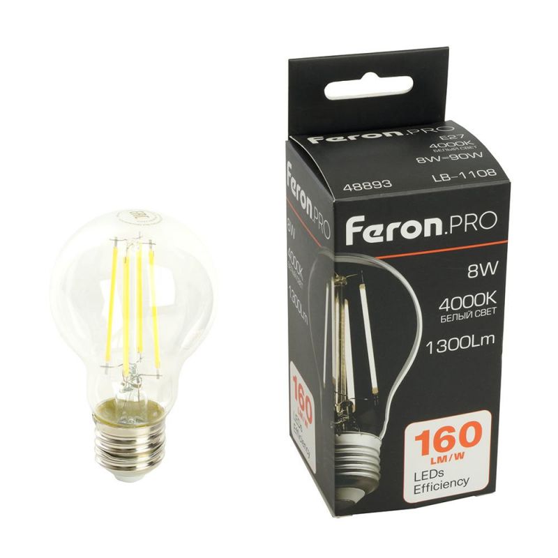 Лампа светодиодная Feron 8W E27 4000K 48893 фото 9