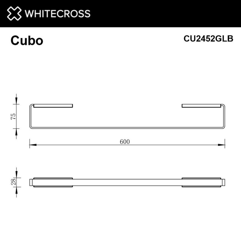 Полотенцедержатель WHITECROSS Cubo CU2452GLB, брашированное золото, 60 см