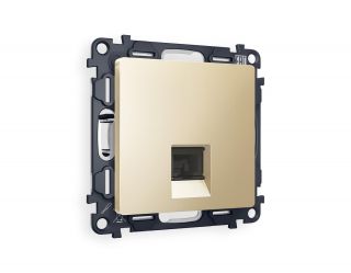 Комплект механизма компьютерной розетки Ambrella Volt ALFA Шампань RJ-45(8P8C) CAT6 с защитной шторкой QUANT MA612010