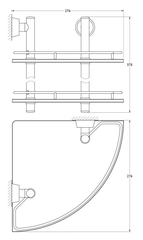 Полка угловая 2-х ярусная 28 cm FBS Vizovice VIZ 072