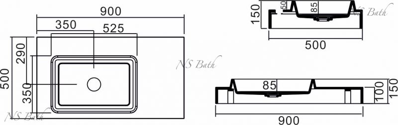 Раковина-столешница NSBath NSS-9050G