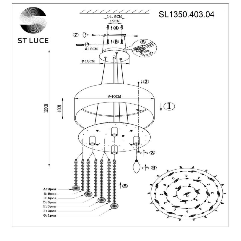 Светильник подвесной ST Luce LACCHIA SL1350.403.04