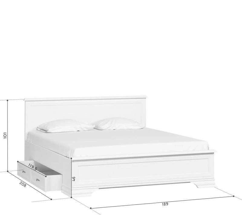 Кровать Black Red White Kentaki BD-2534881, S320-LOZ180x200 + выкатные ящики Белый фото 8