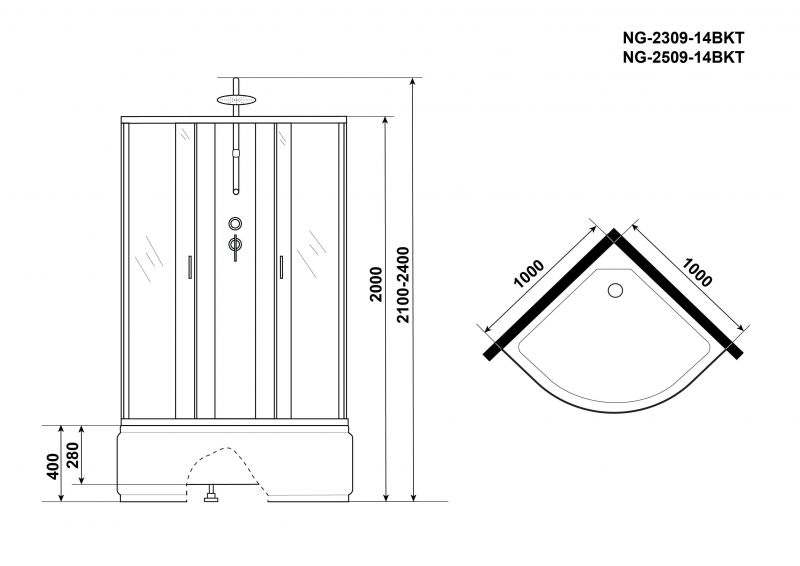 Душевая кабина Niagara Classic NG-2509-14BKT 100х100