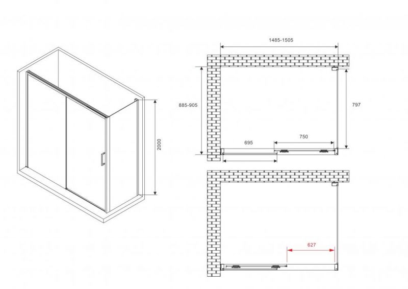 Душевой уголок Abber Komfort AG93150-S92 150х90 см