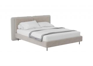 Кровать двуспальная Ellipsefurniture Hub 160 см (бежевый, экокожа, рогожка) HU010201150401