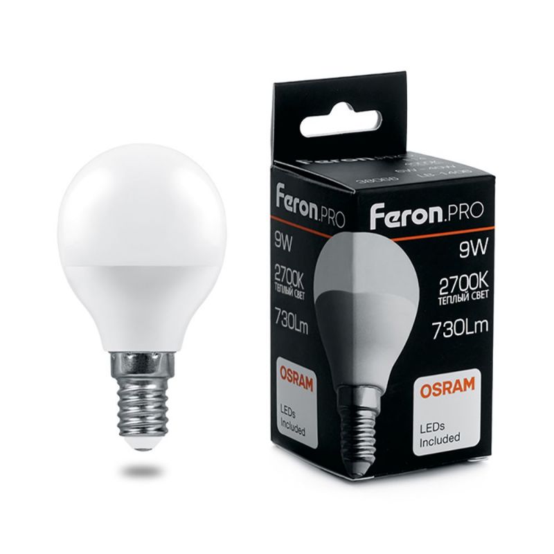 Лампа светодиодная Feron E14 9W 2700K 38077