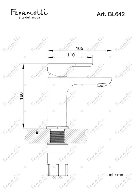 Смеситель для раковины Feramolli Pura BL642, черный