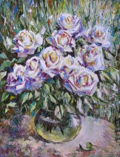 Картина "Белые розы в саду" Светлана Круглова