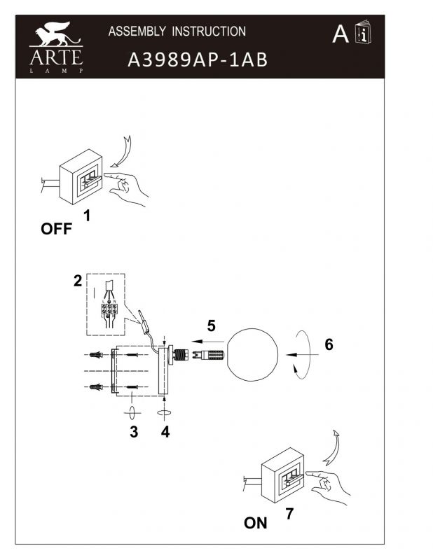 Бра Arte Lamp BOLLA-PICCOLO A3989AP-1AB