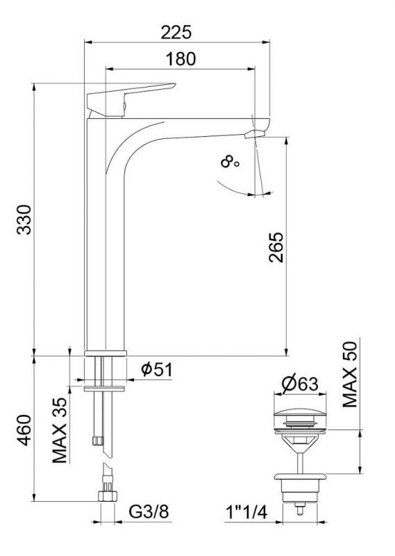 Смеситель для раковины Webert Sax Evolution SE830402015 фото 3