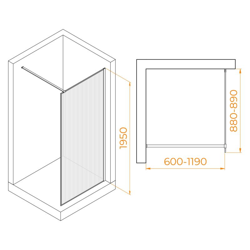 Душевая перегородка RGW WA-08 90 см, рифленое/хром фото 4