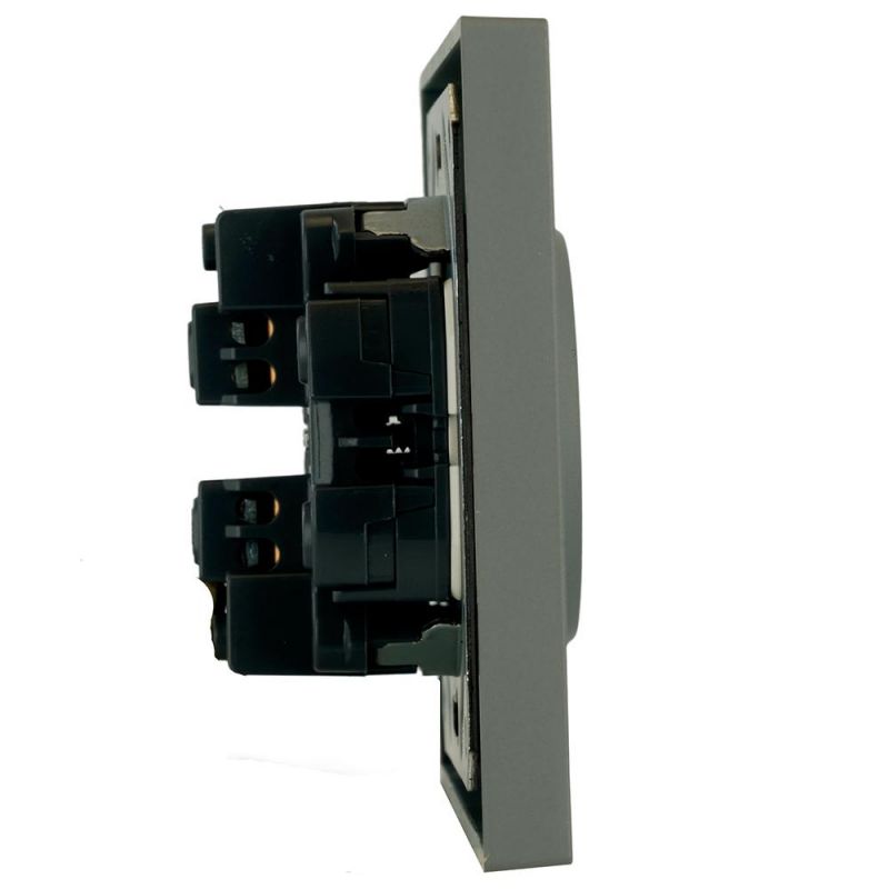 Розетка двухместная Stekker Эмили с защитной шторкой 250В, 16А, RST16-5116-10 платиново-серая, soft touch  49955 фото 10