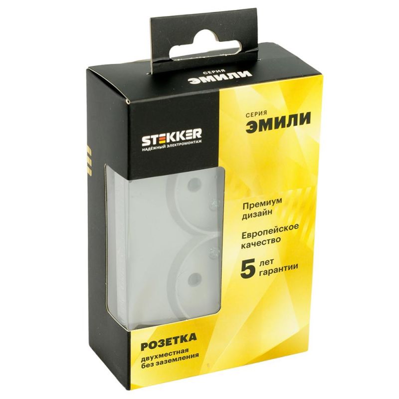 Розетка двухместная Stekker Эмили с защитной шторкой 250В, 16А, RST16-5116-10 платиново-серая, soft touch  49955 фото 11