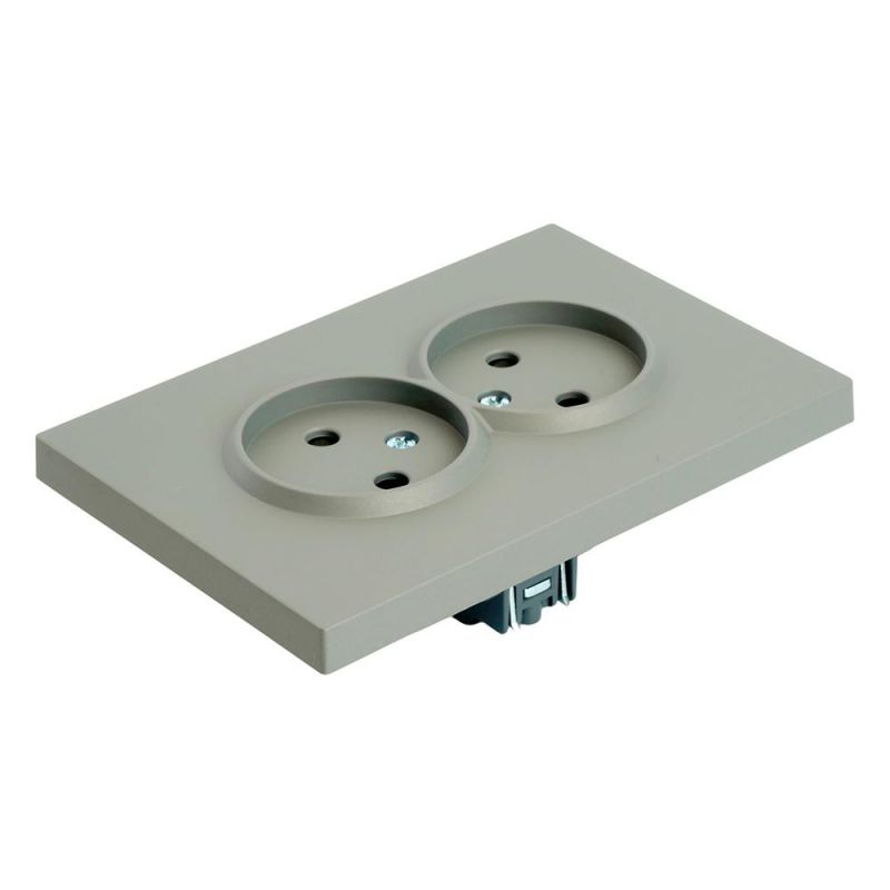 Розетка двухместная Stekker Эмили с защитной шторкой 250В, 16А, RST16-5116-10 платиново-серая, soft touch  49955 фото 5